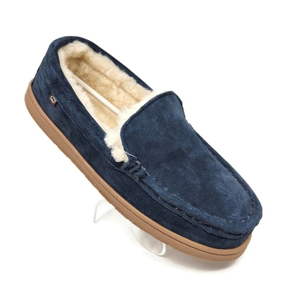 Lamo Harrison Moc Men\'s Moccasin Slipper Luxury suede - Navy, 8 New main image 5